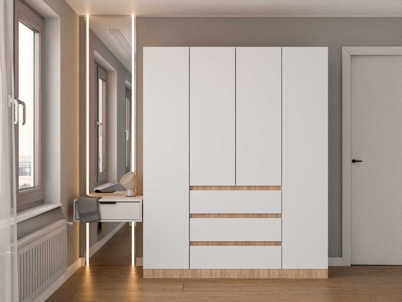 Распашной шкаф Мальм 315 oak white ИКЕА (IKEA) изображение товара